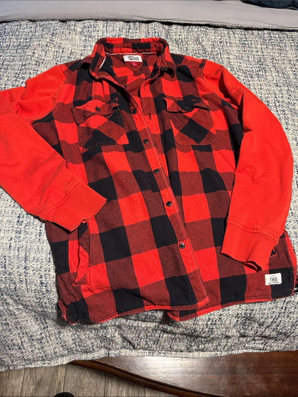 Tommy Hilfiger Red and Black Buffalo Plaid Lightweight Shirt Jacket